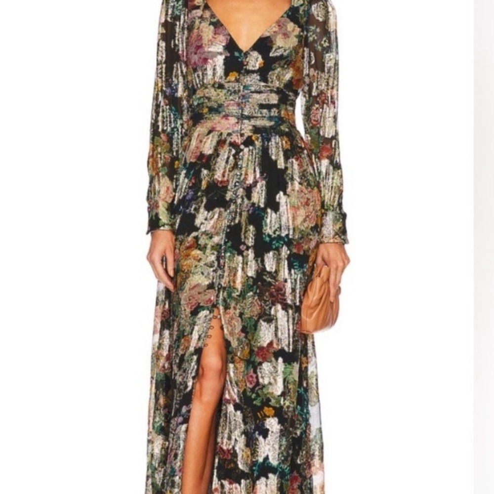 Hemant and Nandita metallic Ruffled Tiered Maxi Dress